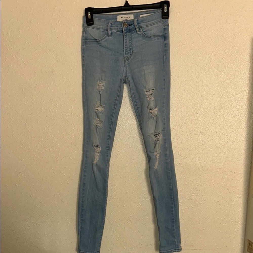 PacSun Blue Skinny Distressed Jeans